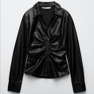 Zara Fitted Faux Leather Shirt